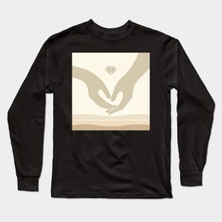 Embrace of Unity: A Minimalist Love Gesture Long Sleeve T-Shirt